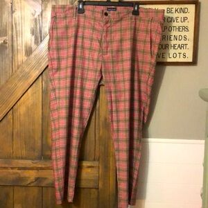Rosso Milano Italy Red Glen Plaid Pants Size 42/32